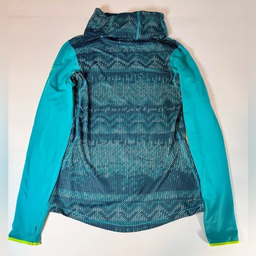 Nike Pro Women's Teal and White Dri-FIT Long Sleeve Turtle Neck Top Size Medium